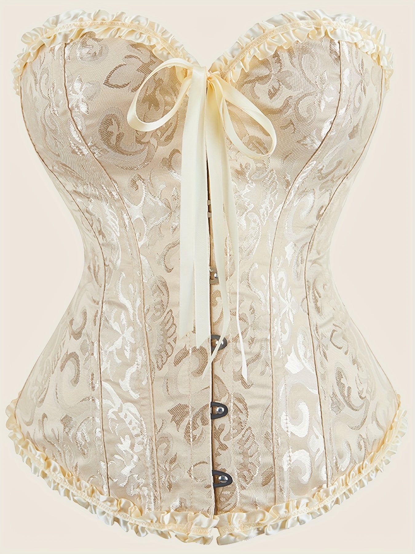 Strapless Corset Bustier Tummy Control Lace Up Jacquard Body Shaper