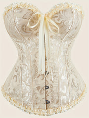 Strapless Corset Bustier Tummy Control Lace Up Jacquard Body Shaper