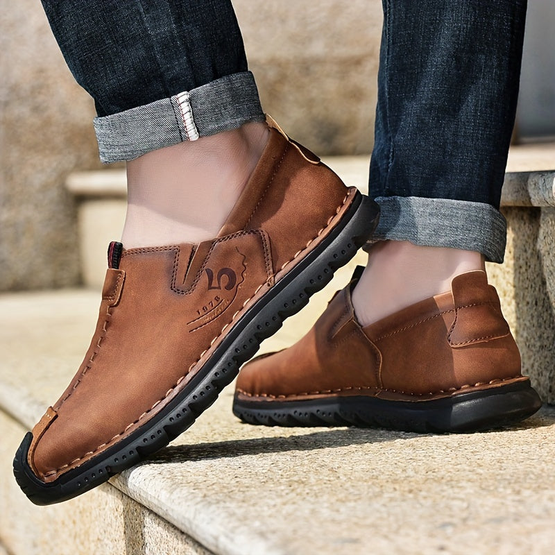 Men's Comfy Loafer Shoes Non slip Slip On Superfine Fiber Leather Shoes