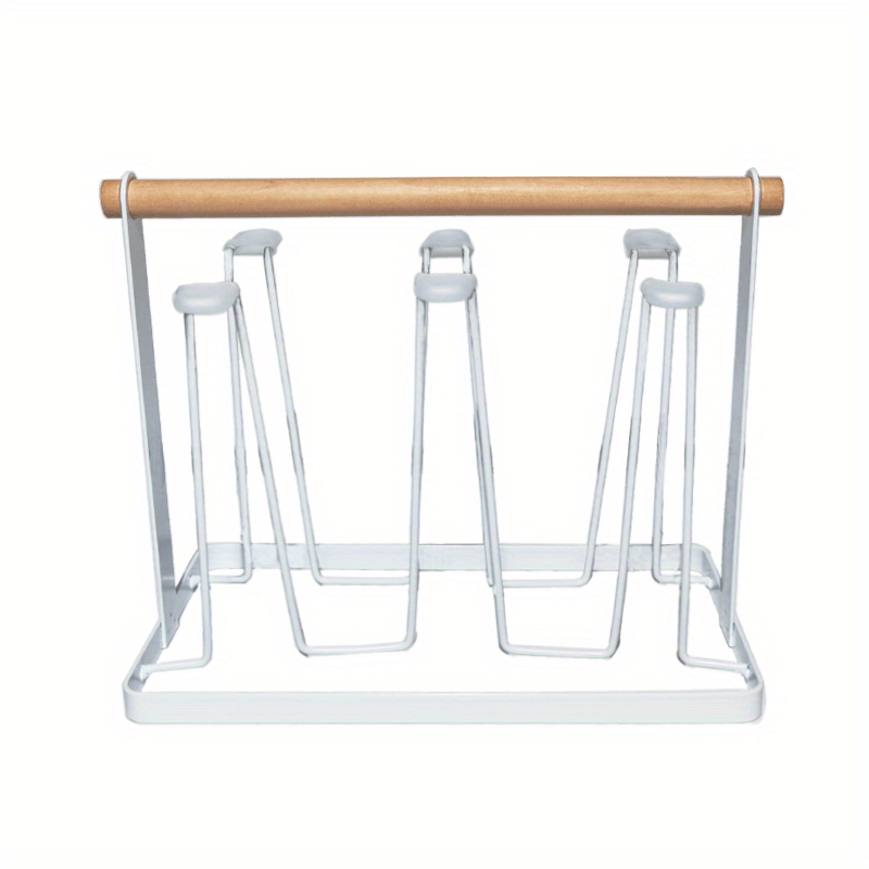 Cup Drain Rack with 6 Hooks - Coffee Mug and Tea Cup Storage