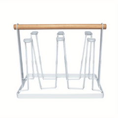 Cup Drain Rack with 6 Hooks - Coffee Mug and Tea Cup Storage