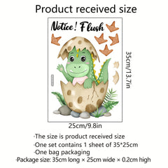 English Flush Cartoon Dinosaur Wall Sticker Bathroom Decoration