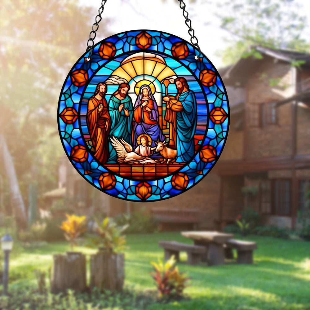 Jesus Stained Acrylic Window Sun Catcher Art Four Seasons Pendant