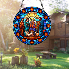 Jesus Stained Acrylic Window Sun Catcher Art Four Seasons Pendant