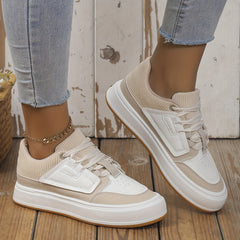 Women's Colorblock Casual Sneakers Low Round Toe Non slip Lightweight Shoes