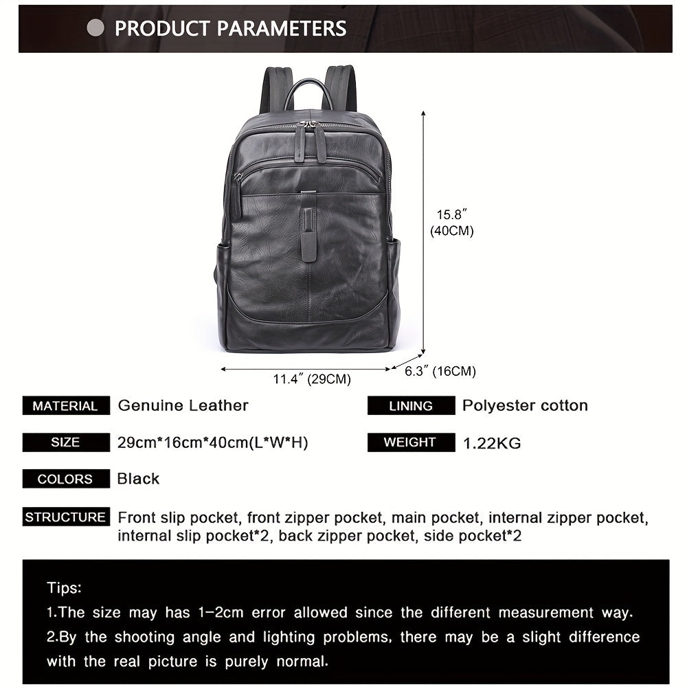 Casual Leather Backpack 35 56 Cm Laptop Bag Lightweight