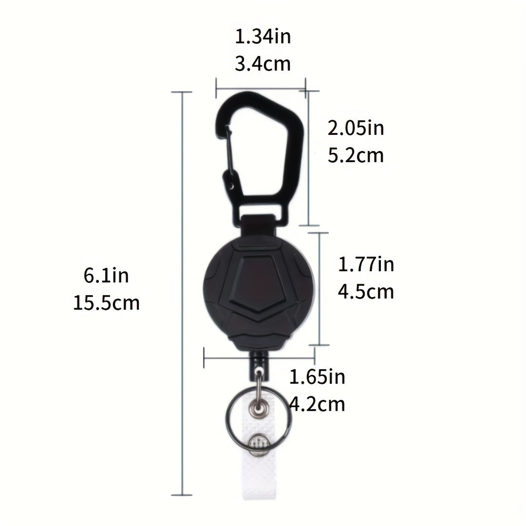 Retractable Key Chain w/ Carabiner & Steel Wire Cord for Camping Hiking