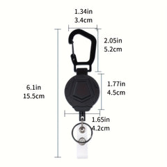 Retractable Key Chain w/ Carabiner & Steel Wire Cord for Camping Hiking