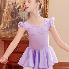 Girls 93 6 Cotton Short Sleeve Leotard Ruffle Trim Dance Suit