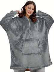 Casual Lounge Robe Women's Plus Soft Sherpa Wearable Blanket