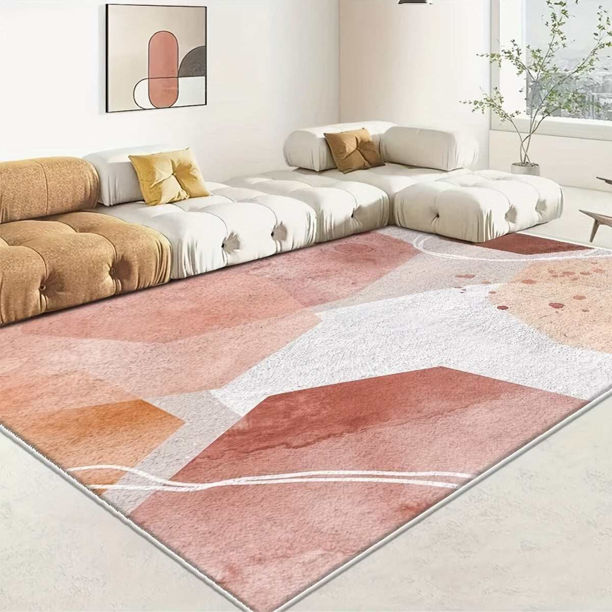 Modern Crystal Velvet Area Rug Non-slip Polyester