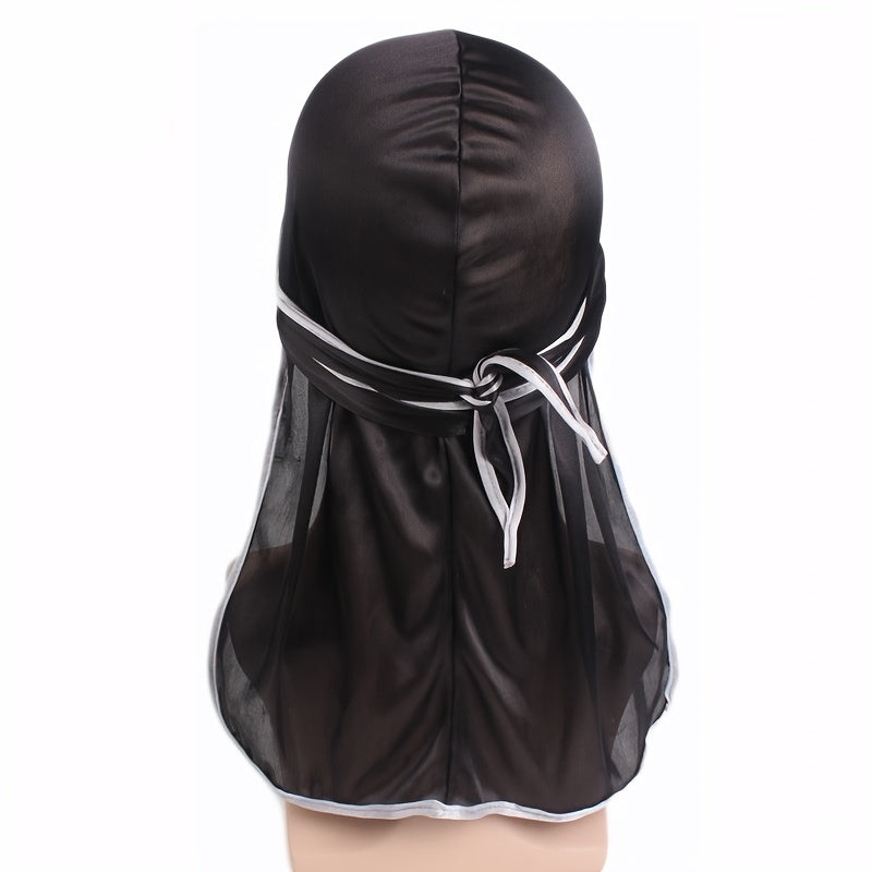 1PC Wave Cap Durag Men Pirate Hat Long Tail Hip Hop Headwraps Breathable Sat