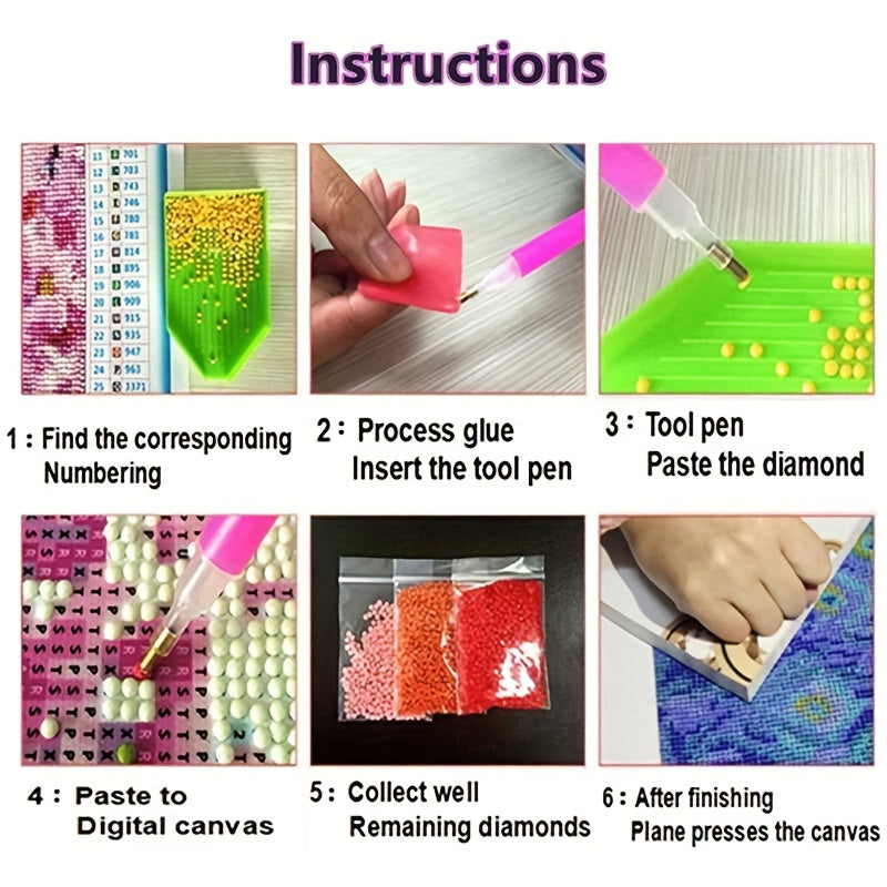 Round Full Diamond Bear Pattern 5D Diamond Painting Kit for Adults and Children