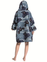 Puppy Pattern Fleece Hooded Blanket
