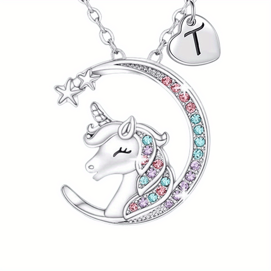 Unicorn Letter Pendant Necklace Decorative Accessories Gift