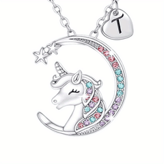 Unicorn Letter Pendant Necklace Decorative Accessories Gift