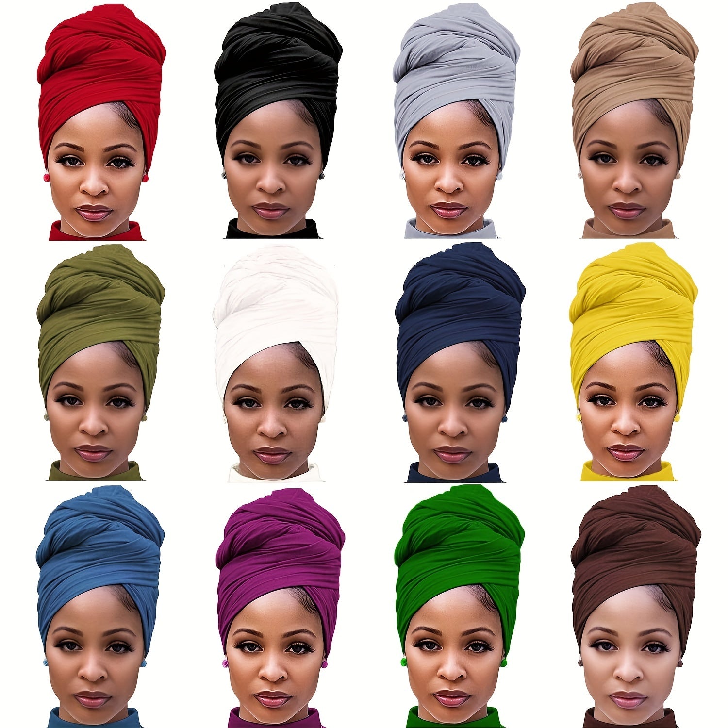 Boho Pleated Head Wrap Turban Cap Solid Headscarf Classic Ramadan Hijab Bonnet