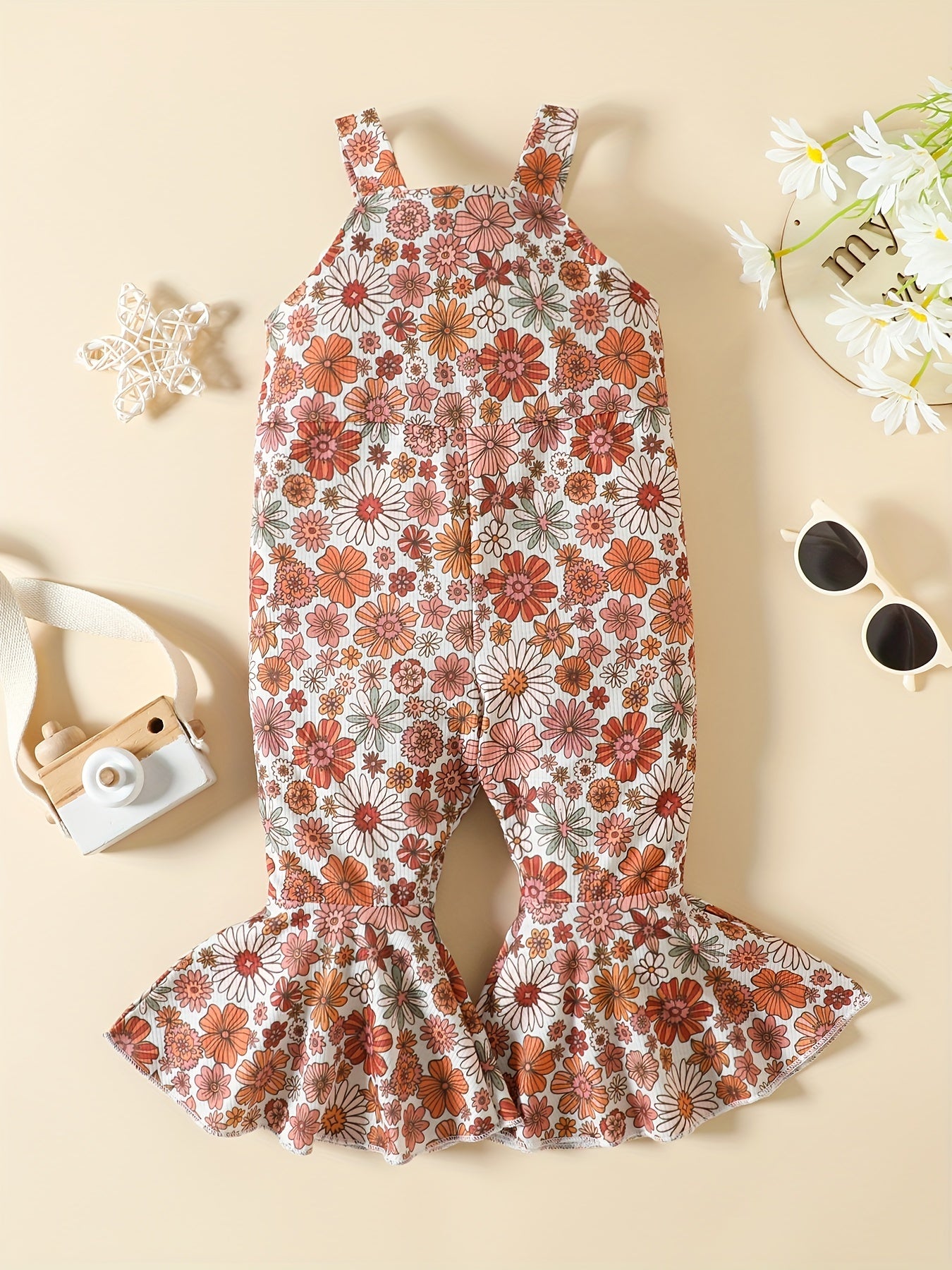 Girls Floral Print Loose Fit Jumpsuit for Kids