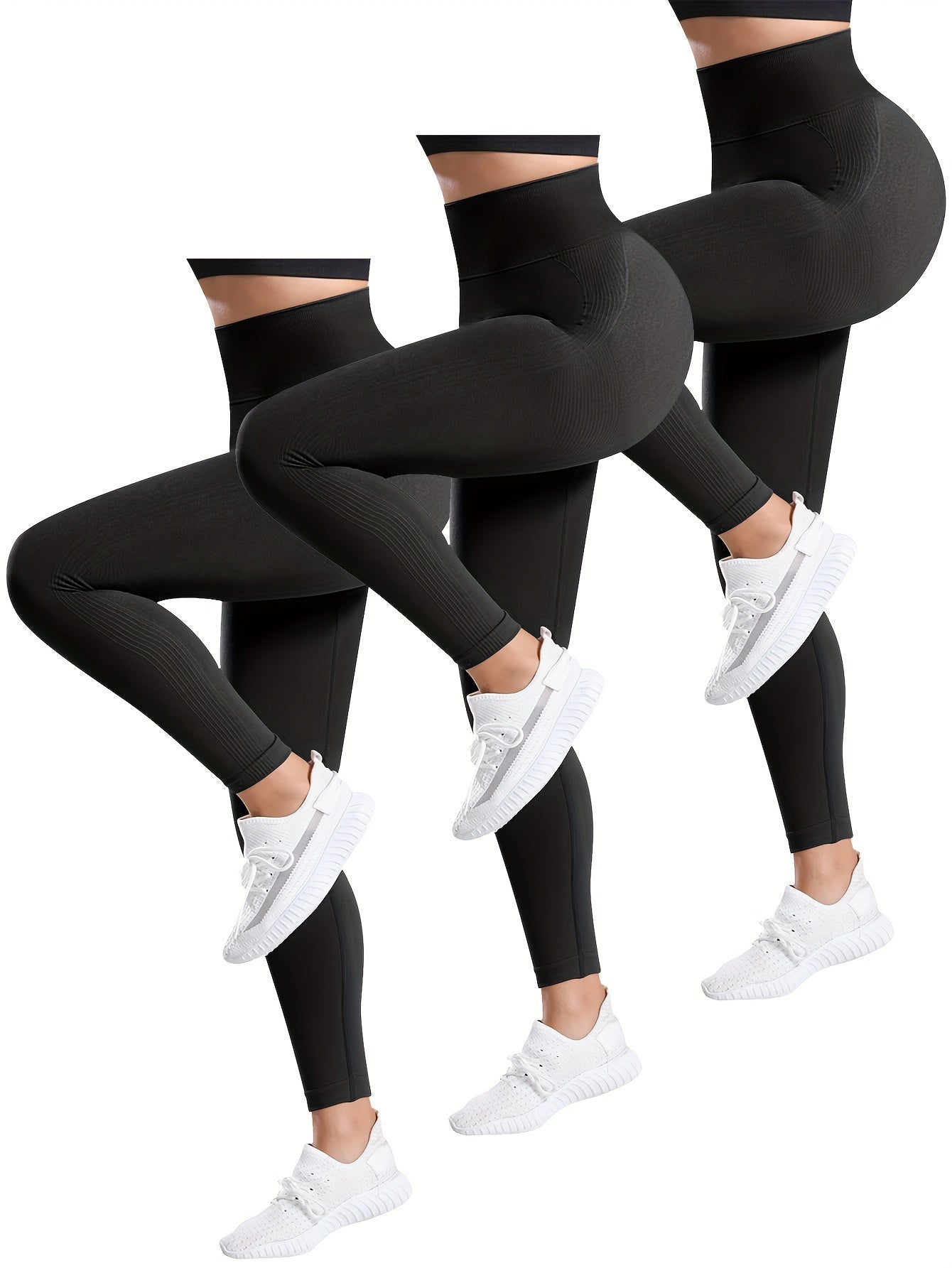 3pcs Solid Seamless Butt Lifting Yoga Pants