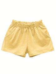 Toddler Girls Paperbag Waist Bow Cotton Track Shorts