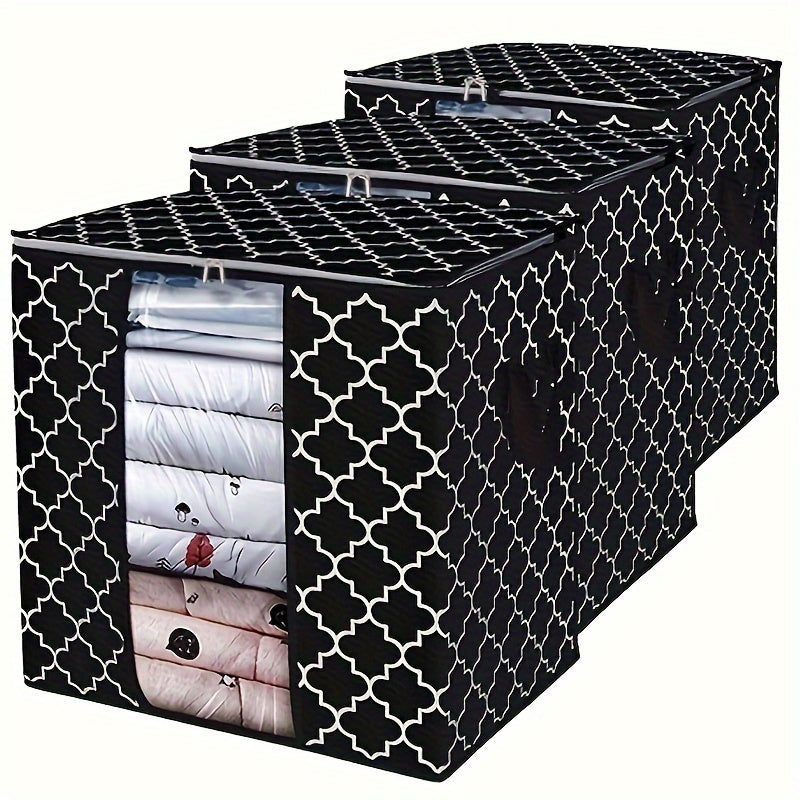 3pcs Non-woven Storage Bag Quilt Clothes Storage Bag Moving Luggage Packing Bag