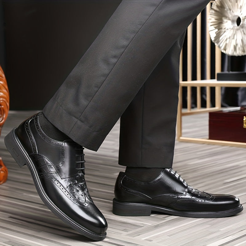Men's Brogue Derby Shoes Wingtip Lace Up Outdoor Dress Office Business Formal