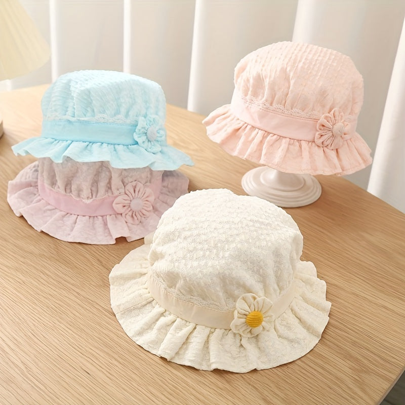 Small Flower Sun Hat for Baby Girls - Sun Protection Princess Hat