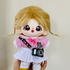 Cartoon Doll Accessories: Uniform Top, Skirt, Shoe, Camera