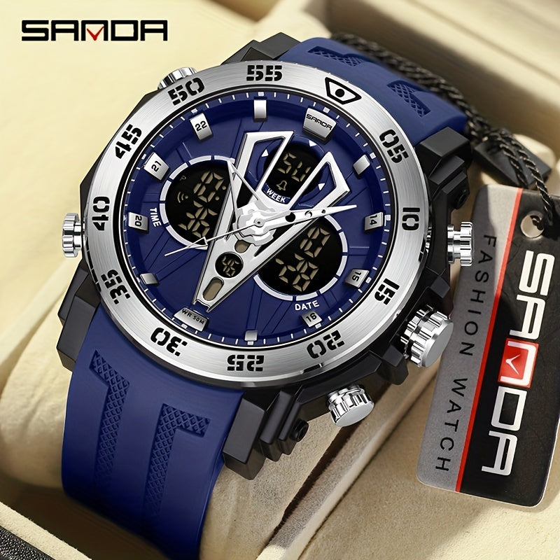 Sanda Men Watch Boys' Watch Big Dial Quartz Watch Waterproof Anti Drop Sports