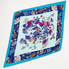 Plum Blossom Print Bandana Silky Floral Scarf - 4 Colors