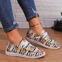 Women's Christmas Skates Shoes Colorful Stripes Santa Snowflake Patterns