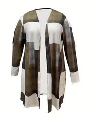Colorblock Open Front Cardigan