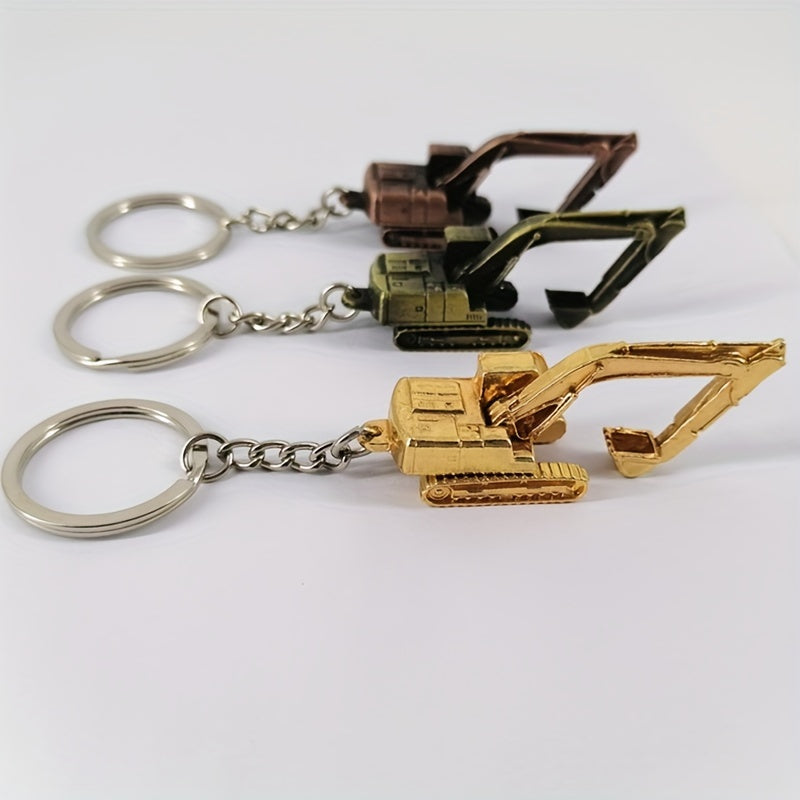 Alloy 3D Excavator Keychain Car Bag Decoration Ornament Gift