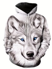 Men's Block Wolf Graphic Hoodie 3D Print Hooded Sweatshirt