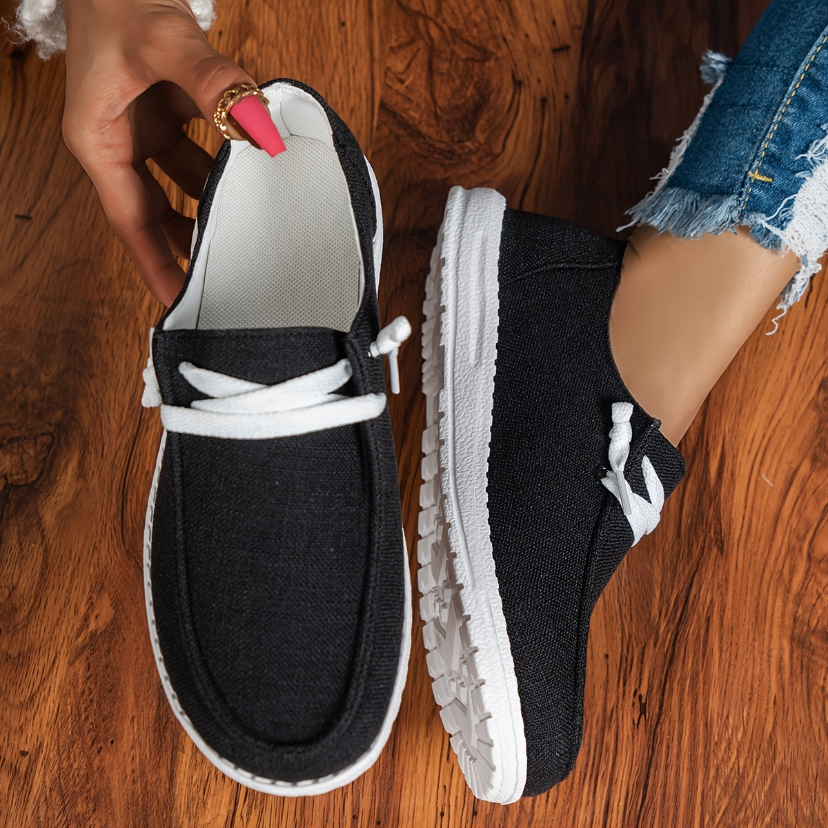 Women's Lightweight Lace Up Sneakers, Low Top Shoes