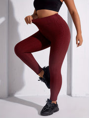 High Rise Skinny Sports Leggings - Solid Honeycomb Pattern