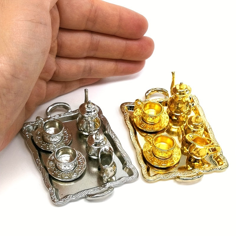 1:12 Dollhouse Furniture Metal Tea Cup Plate Set