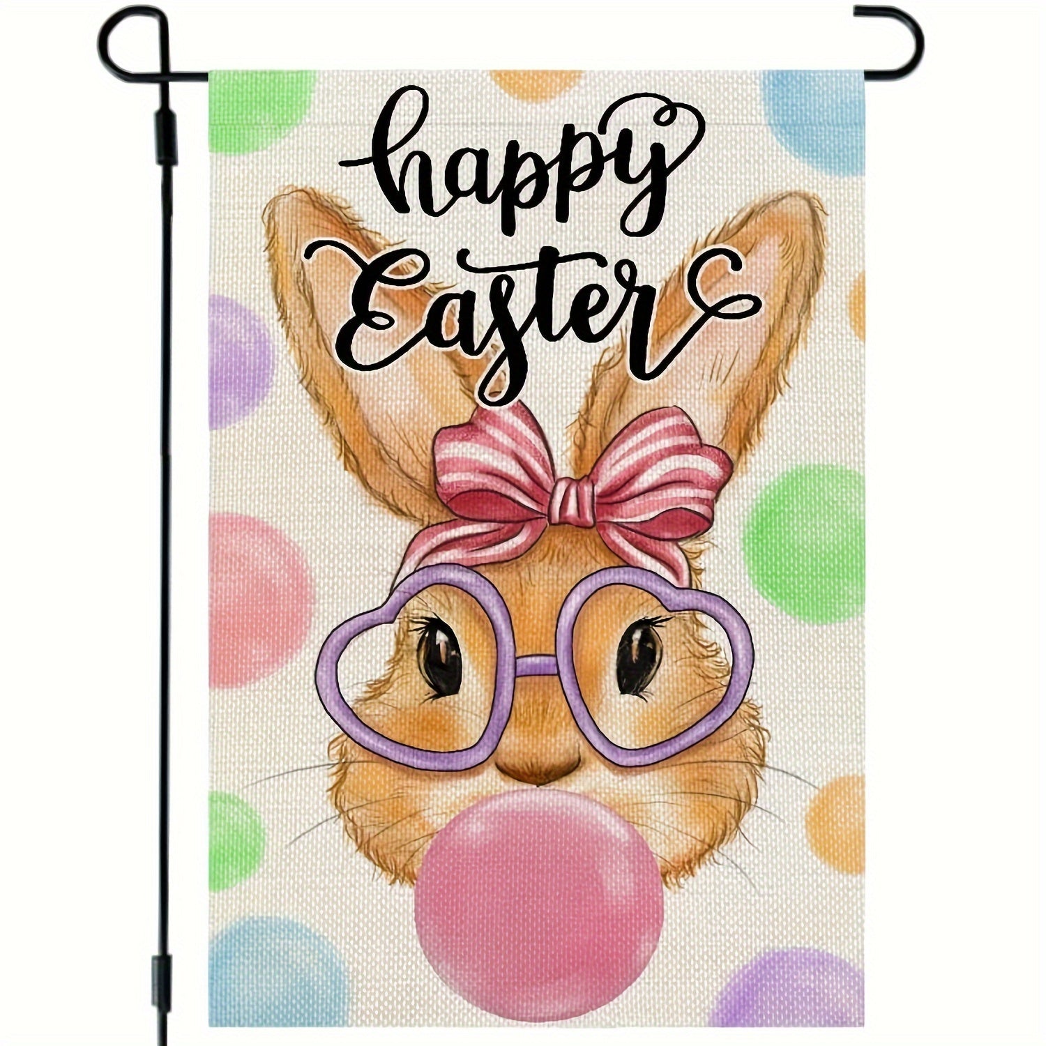 Easter Bunny Garden Flag Double Sided Burlap Small Yard Decoration