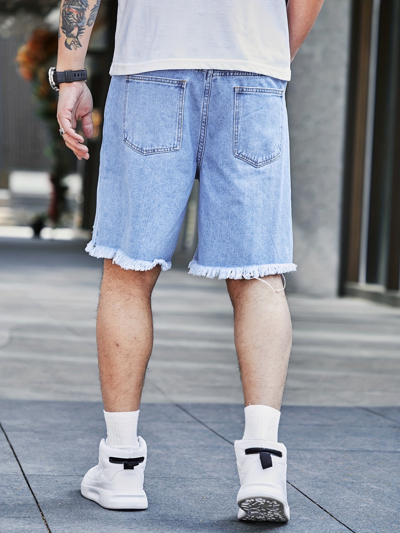 Men's Distressed Denim Shorts Casual Street Style Summer