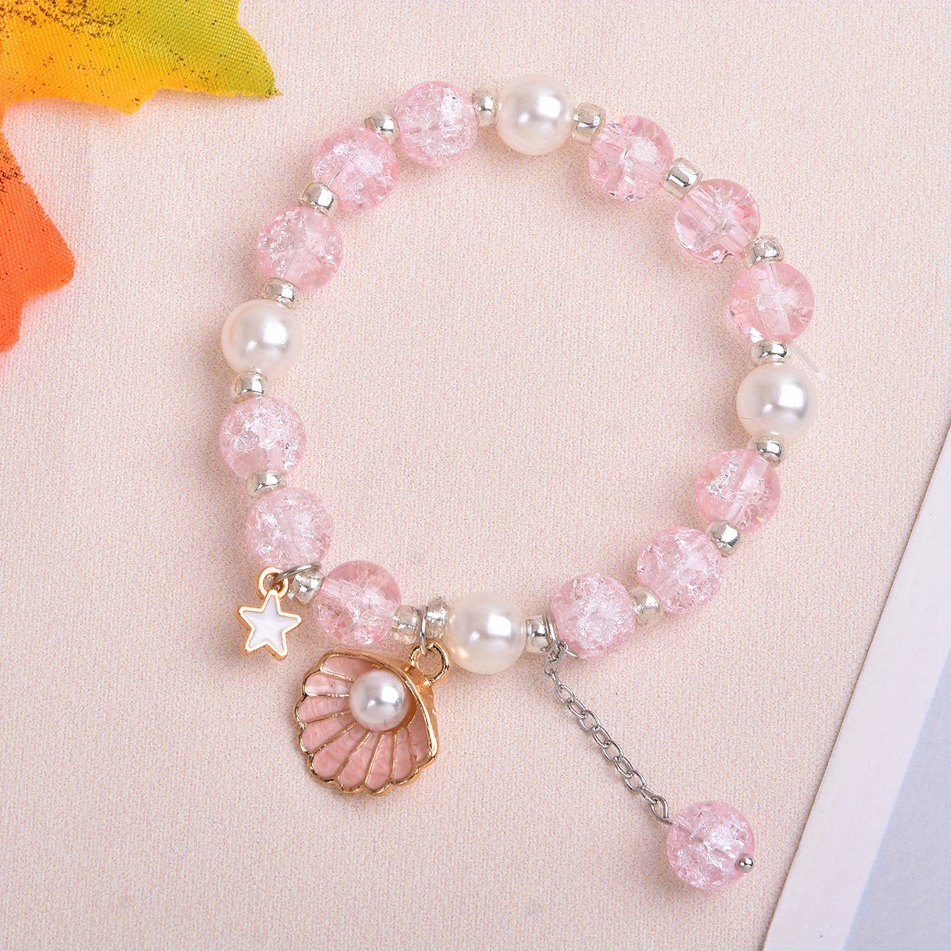 Girls Crystal Princess Bracelet With Shell Faux Pearl Decor
