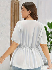 Lace Short Sleeve Peplum Blouse