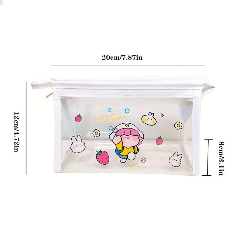 Cartoon Transparent Makeup Bag Net Red Girl Heart Travel Storage Bag