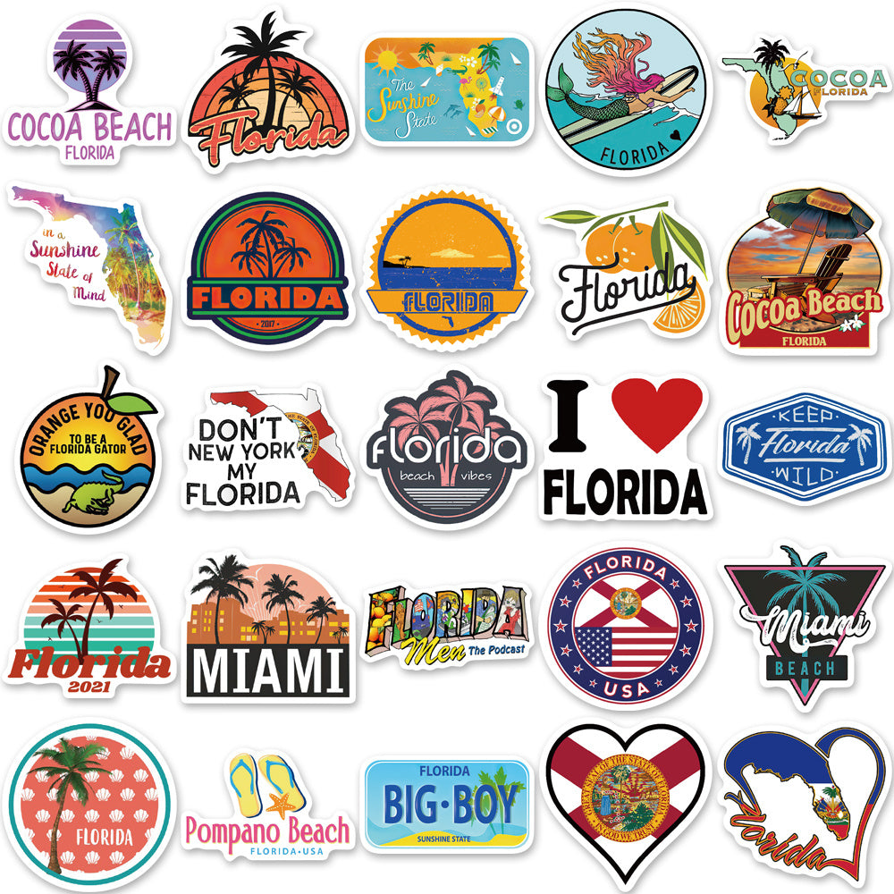 50pcs Florida Waterproof Stickers for DIY Projects