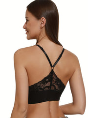 Front Buckle T Shirt Bra Contrast Lace Push Up Comfy & Breathable
