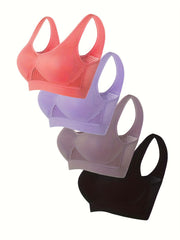 4 Pack Plus Size Sports Bra Set - Women's Plus Solid Wireless