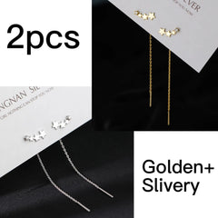 Long Wire Tassel Thread Chain Climb Heart Beads Pendants Drop Earrings