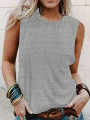 Sleeveless Crew Neck Tank Top for Women