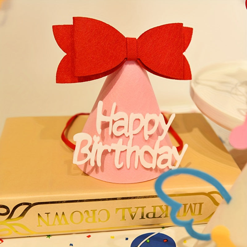 4pcs Birthday Hat Bow Smiley Face Cake Headwear Princess Photo