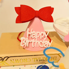 4pcs Birthday Hat Bow Smiley Face Cake Headwear Princess Photo