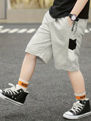 Boys Stripe & Letter Comfortable Creative Shorts Quick Drying Shorts